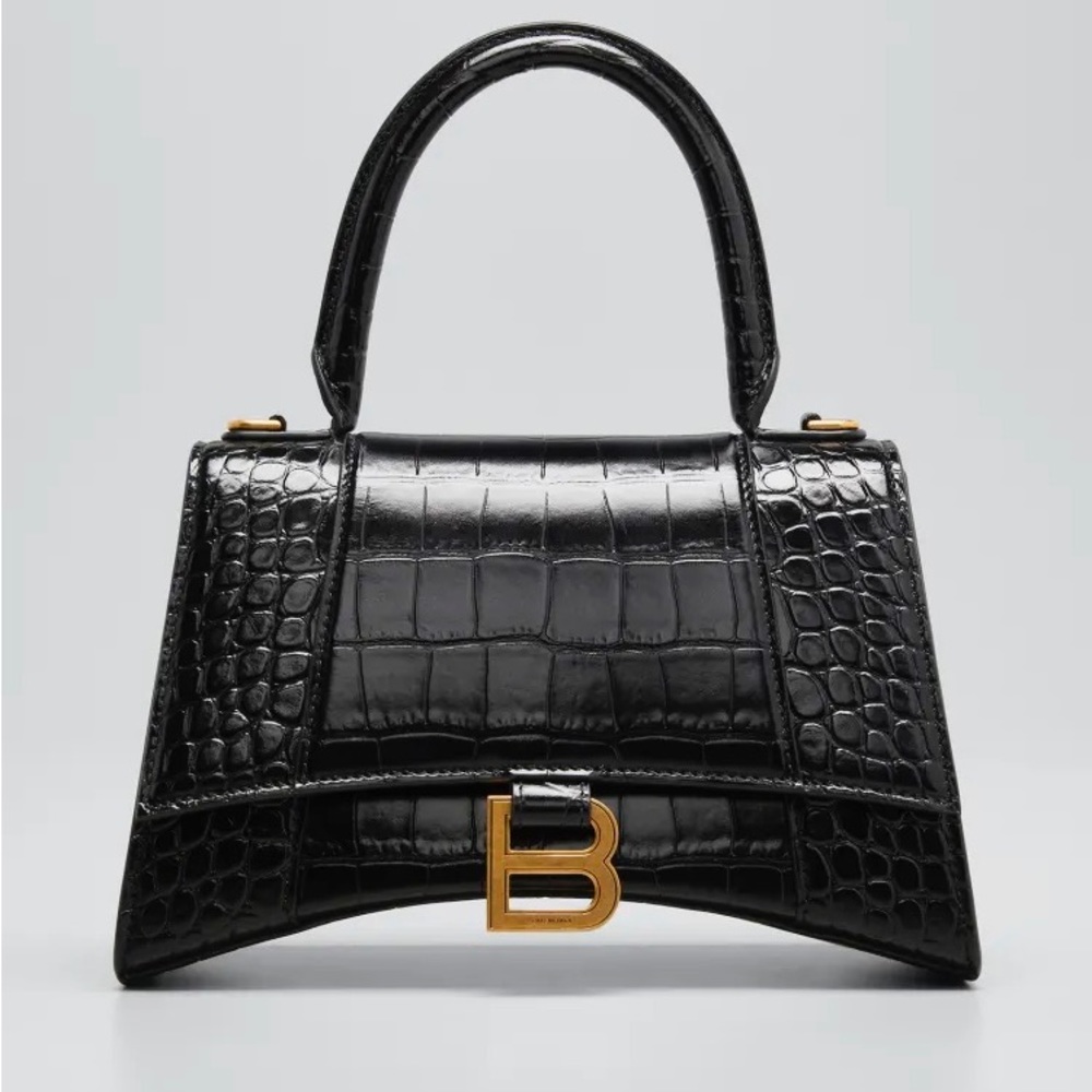 Balenciaga
Hourglass Small Croc-Embossed Top-Handle Bag